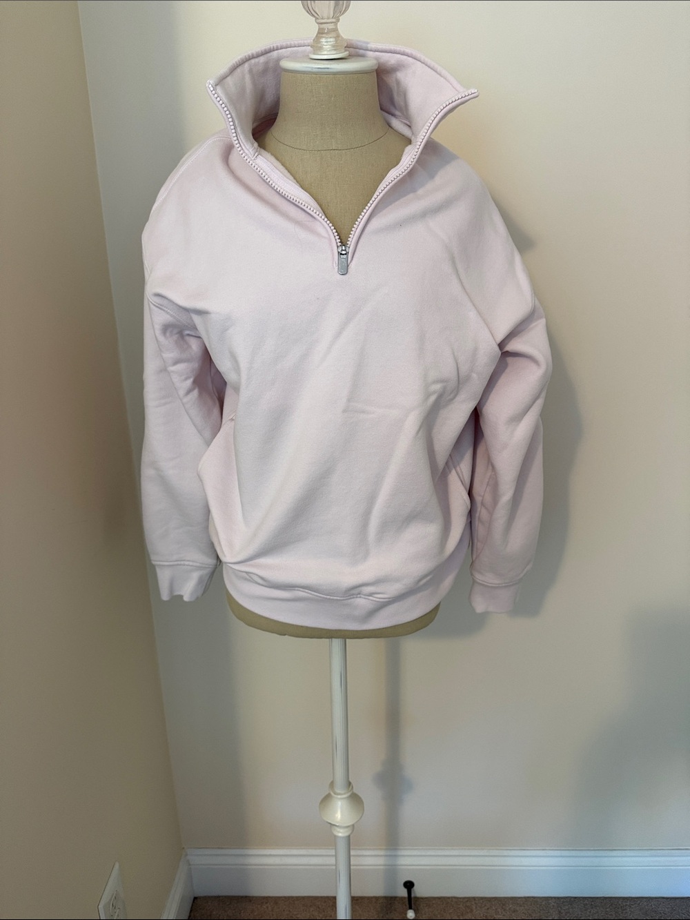 Athleta Pale Pink Quarter-Zip Pullover Sweatshirt